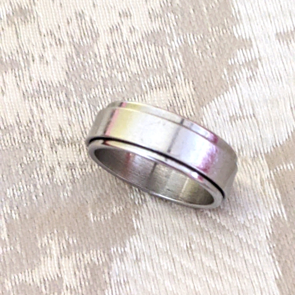 STEEL SPINNER MENS WEDDING BAND
